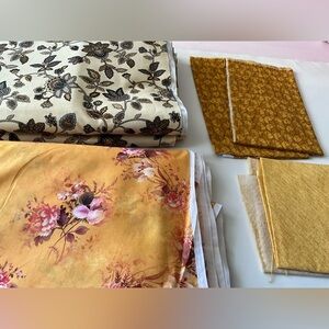 Quilting Fabrics Sewing Materials Crafts Lot Floral Rosed Yellow Pink Brown Gold